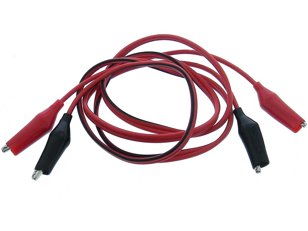 35mm Siamese alligator clip leads, Red & Black