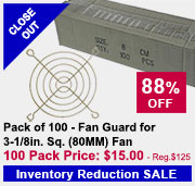 Box of 100 - Fan Guard for 3-1/8in. Sq. (80MM) Fan