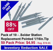 Pack of 10 - Solder Station 15860 TL, Replacement  Pointed 1/16in.Tip