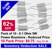 Pack of 10 - 0.1 Ohm 5W Power Resistors