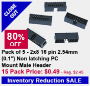 Pack of 5 - 2x8 16 pin 2.54mm (0.1