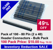 Bag of 100 - 80 Pin (2 x 40) Header Connectors