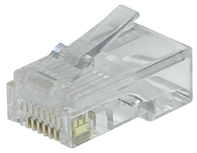 RJ-45 Cat5 Connector UL Modular Plug for Solid Wire 3 Prong