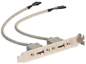 USB Chassis Bracket, Dual Type A Female to 1 X 4 Headers