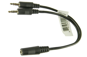 1/8in. (3.5mm) Stereo Jack to Dual 1/8in. (3.5mm) Stereo Plugs (Y) Adapter Cable