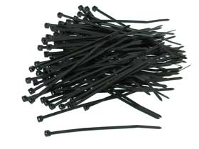 Pack of 100 - Cable Ties, 4in. Black