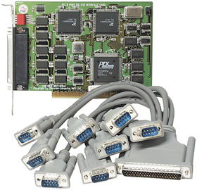 PCI 8 Port RS-232 Card with DB-9 Connectors