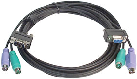 6ft. KVM Cable, DB15HD, Mini DIN Connectors