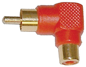 RCA Phono Adapter, Male to Female Right Angle, Red