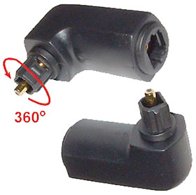 Rotating Right Angle Toslink-M to Toslink-F Fiber Optic Adapter