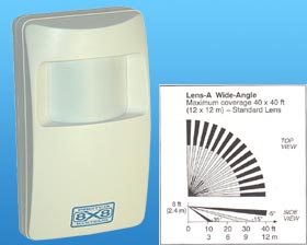 PIR MOTION DETECTOR WITH WIDE ANGLE LENS