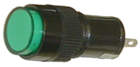 12VDC LED Panel Indicator-Green, 12mm Round