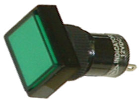 12VDC LED Panel Indicator-Green, 12mm X 16mm Rectangular