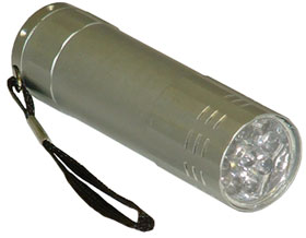 Flashlight, 9 White LEDs, Titanium Color