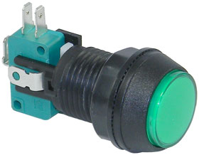 SPDT Large Push Button Switch, 12V AC/DC Green