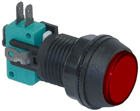 SPDT Large Push Button Switch, 12V AC/DC Red