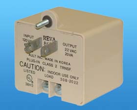 22VAC @ 20VA (.9A) PLUG TRANSFORMER