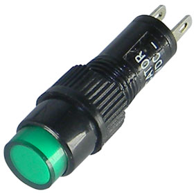 12VDC LED Panel Indicator-Green, 8mm Round