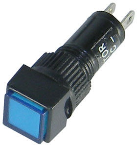 12VDC LED Panel Indicator-Blue, 8mm Square