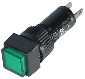 12VDC LED Panel Indicator-Green, 8mm Square