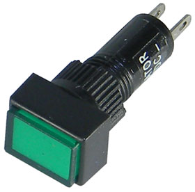 12VDC LED Panel Indicator-Green, 8mm  X 11mm Rectangular