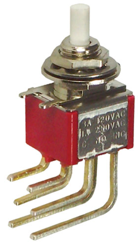 DPDT Mini Push Button Switch, Right Angle