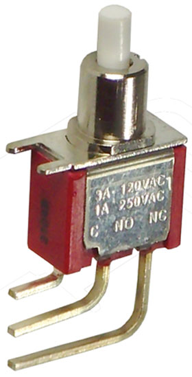 SPDT Mini Push Button Switch, Right Angle