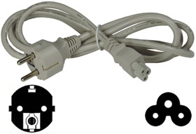 Power Cord, 6ft. 220VAC, IEC Europlug to C5 Female