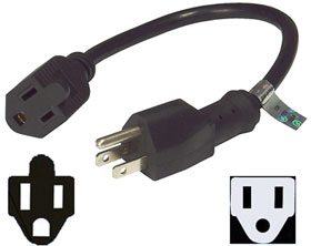 Extension Cord 1ft. NEMA 5 to NEMA 5 16Awg