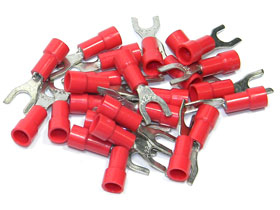 Fork Terminal, Red for 18-22AWG, #8 Stud, 25Pcs.