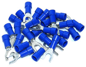 Fork Terminal, Blue for 14-16AWG, #8 Stud, 25Pcs.