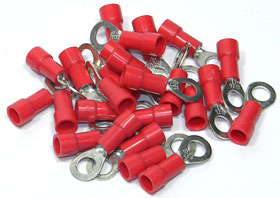 Ring Terminal, Red for 18-22AWG, #10 Stud, 25Pcs.