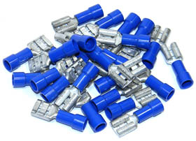 Quick Connect Terminal, Female Blue for 14-16AWG,  .250in, 25Pcs.