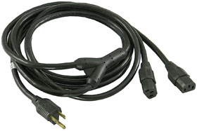 Power Cord 10ft. NEMA 5 to two Siamese IEC C13