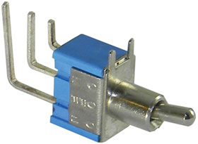 SPDT On-Off-On Mini Toggle Switch, Right Angle Short Lever