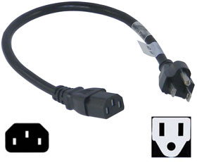 Power Cord 16in. NEMA 5-15P to IEC C13