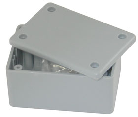 2.55in.  X 1.77in.  X 1.34in.  Gray Plastic Box Enclosure