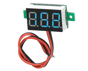 Mini 3 Digit LED Battery meter, Input Powered, Blue