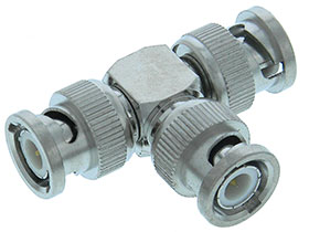 BNC Type Connector, Male 3 Way (Tee)