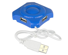 USB 4 Way Expansion Hub, Blue