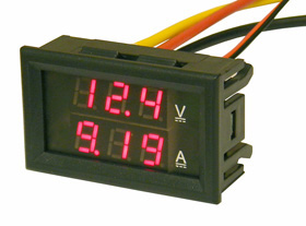 Mini Panel Meter, Dual LED Display Volts & Amps