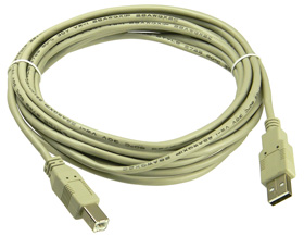 USB 2.0 Cable, 15ft. Type A Male to Type B Male