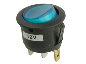 SPST Rocker Switch, 12V Lighted Top