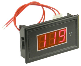 Panel Meter, Snap-in 3 Digit 300VAC, Red