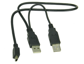 USB Adapter Cable Type A Males to Mini B Male