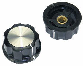 Knob, 1-5/16 Black Skirted,  1/4 Shaft