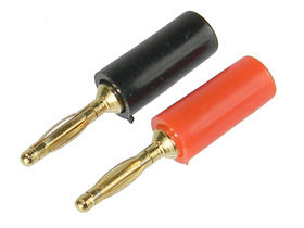 Banana Plugs, 2mm Mini Pair, Red & Black