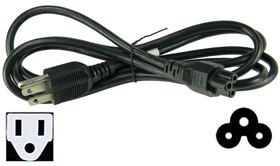 Power Cord, 5ft 10in NEMA 5 Plug to IEC C-5