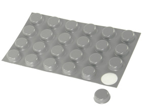 Rubber Bumpers, Peel-N-Stick, Gray, Sheet of 24