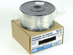 3D Printer Filament, 1.75mm ABS, .25kg Translucent